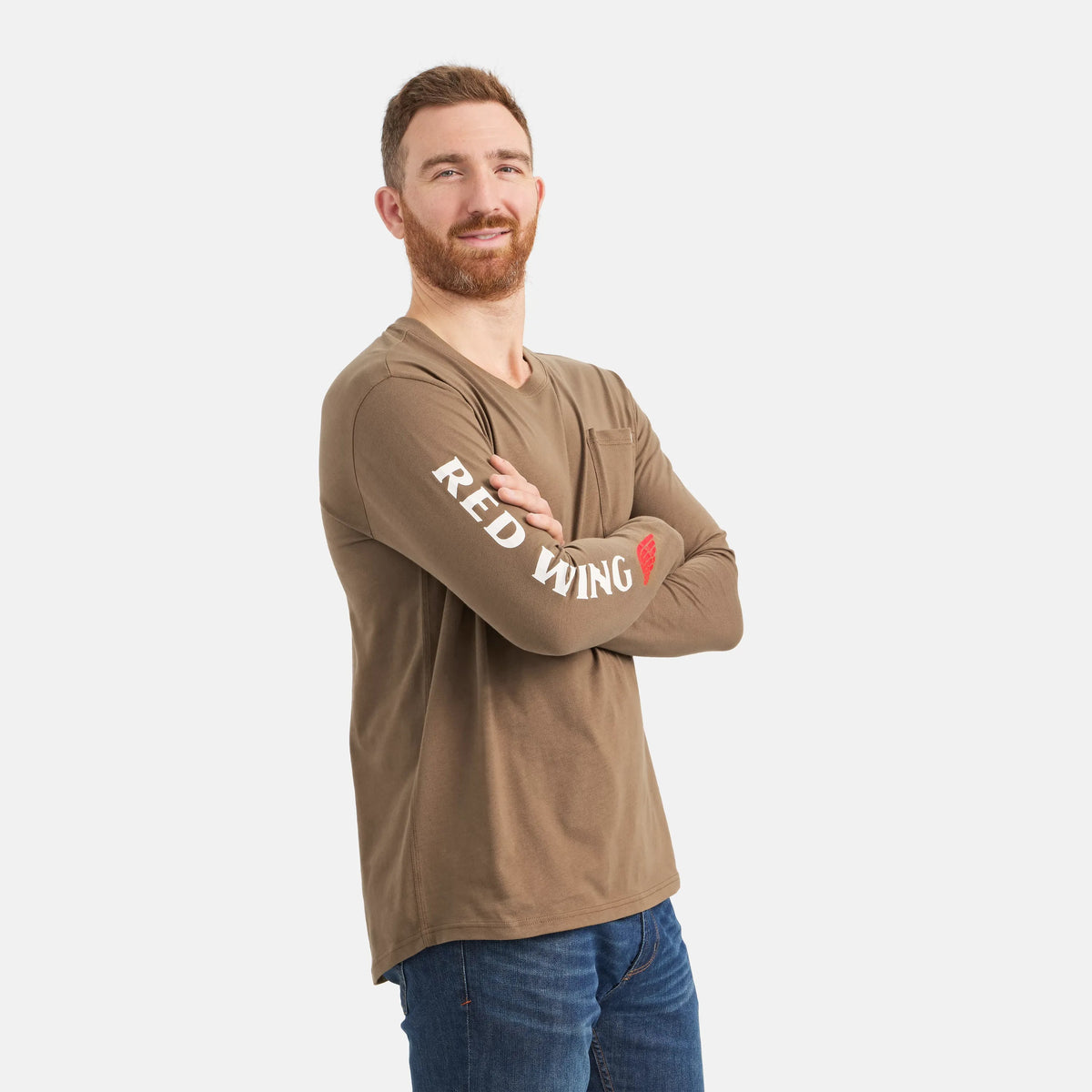 Long Sleeve Classic Pocket Tee in Brown - Red Wing Shoes
