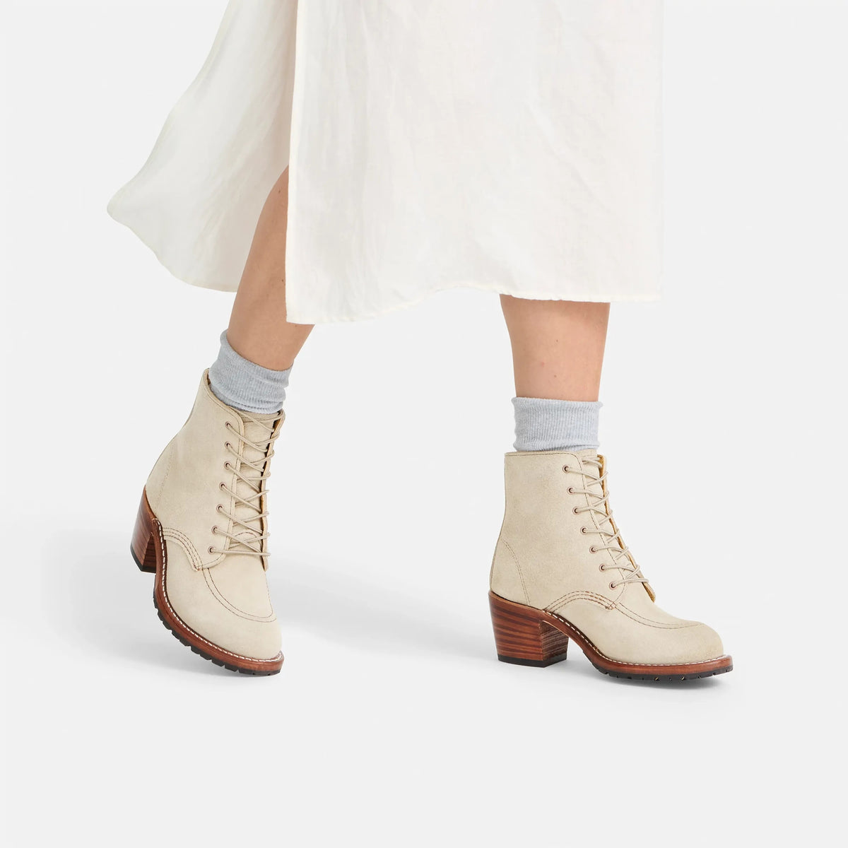 Clara Heeled Boot in White Leather 3409 | Red Wing Heritage - Red Wing Shoes