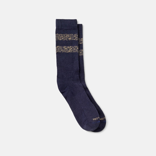 Unisex Wool Blend Striped Crew Socks in Navy/Tan | Red Wing Heritage 97676 - Red Wing Shoes